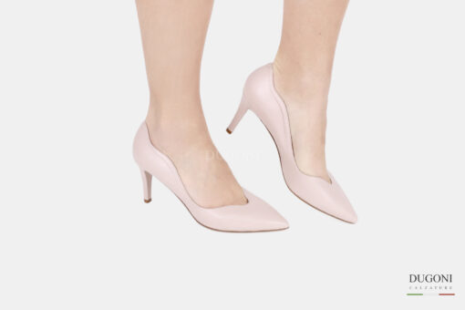 Décolleté con scollo a cuore in pelle cipria  <br/>D1498 COLLEZIONE SPOSA