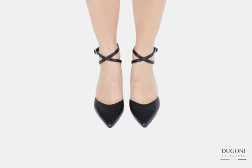 Décolleté con cinturini in pelle nera  <br/>D1501 Décolleté