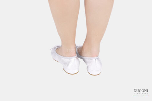 Ballerina tacco 20mm in  pelle laminata argento  </br> D1483 Ballerine
