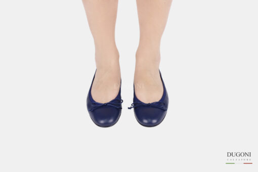 Ballerina blu con fiocchetto in raso </br> D1296 Ballerine