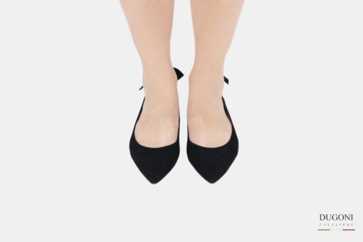 Ballerina fiocchetto in camoscio nero  </br> D879 Ballerine
