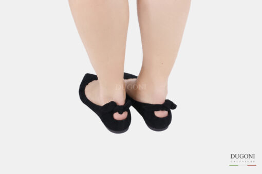 Ballerina fiocchetto in camoscio nero  </br> D879 Ballerine