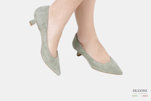 Décolleté in camoscio verde <br/>D1516 Décolleté