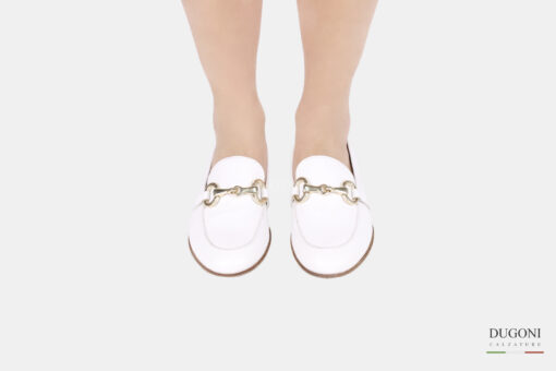 Mocassino  in pelle bianco <br/> D1510 Mocassini
