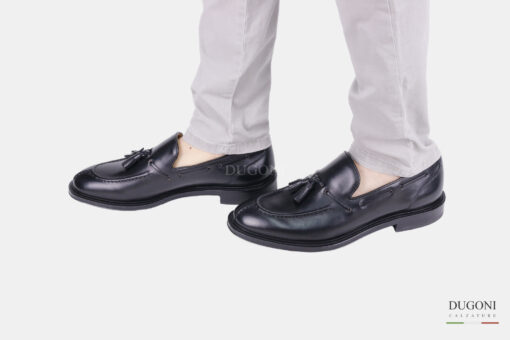 Mocassino nero con nappine – Brecos <br/> U349 Calzature uomo