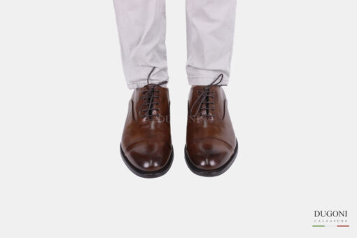 Francesina in pelle marrone cuoio </br> <span>-lavorazione blake- </span> </br>BRECOS <br/> U346 Calzature uomo