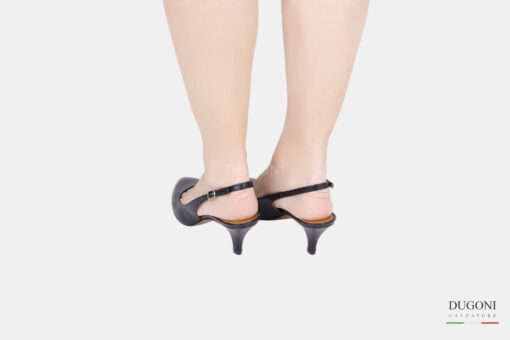 Slingback pelle nero </br> D833 Outlet