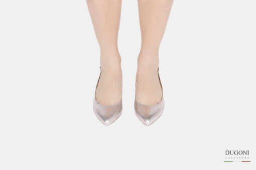 Slingback pelle platino </br> D1542 COLLEZIONE SPOSA