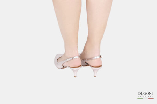 Slingback pelle platino </br> D1542 COLLEZIONE SPOSA