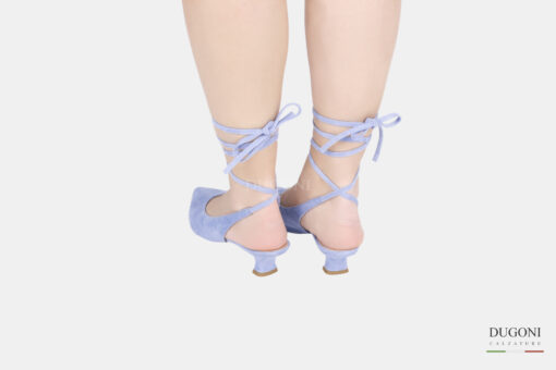 Slingback in camoscio azzurro con incroci </br> D1539 Outlet