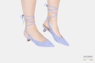 Slingback in camoscio azzurro con incroci </br> D1539 Outlet