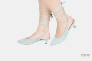 Slingback in camoscio verde con incroci </br> D1538 Outlet