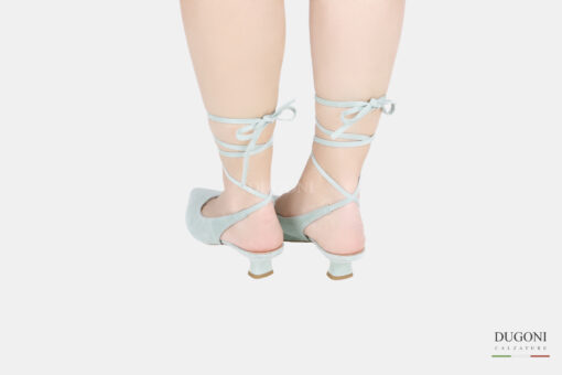 Slingback in camoscio verde con incroci </br> D1538 Outlet
