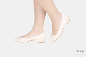 Ballerina tacco 20mm in pelle avorio </br> D1520 Ballerine