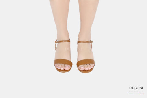 Sandalo in pelle con cinturino alla caviglia </br> D1525 Outlet