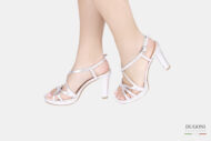 Sandalo mignon in pelle argento </br> D1530 COLLEZIONE SPOSA