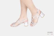 Sandalo cerchi in pelle argento </br> D1529 COLLEZIONE SPOSA