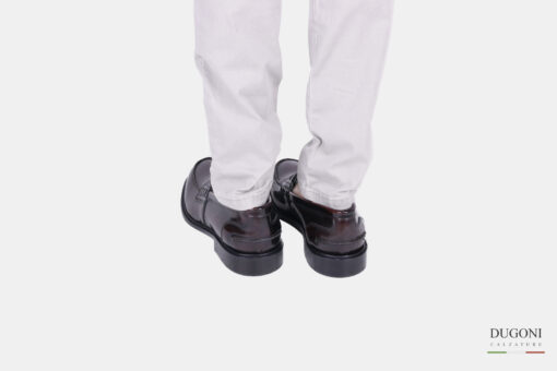 Mocassino spazzolato in pelle bordeaux   </br> U359 Calzature uomo