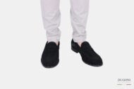 Mocassino in camoscio nero  </br> U353 Calzature uomo
