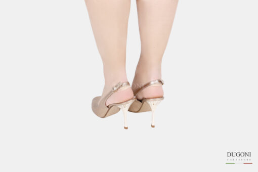 Slingback spuntato in pelle oro </br> D1518 COLLEZIONE SPOSA