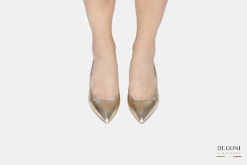 Slingback in pelle oro </br> D1547 COLLEZIONE SPOSA