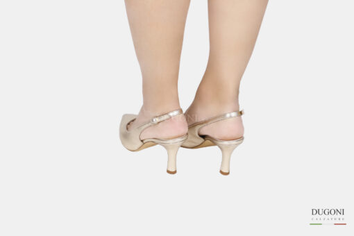 Slingback in pelle oro </br> D1547 COLLEZIONE SPOSA
