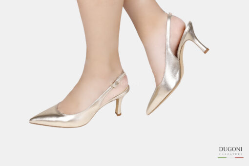 Slingback in pelle oro </br> D1547 COLLEZIONE SPOSA