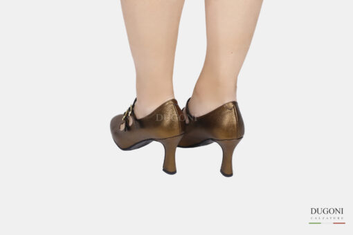 Mary Jane in  pelle bronzo con doppio cinturino </br> D1549 Mary Jane