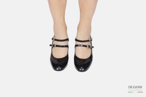 Mary Jane in in  naplak nera doppio cinturino </br> D1550 Mary Jane