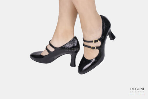 Mary Jane in in  naplak nera doppio cinturino </br> D1550 Mary Jane
