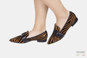 Mocassino in camoscio nero zebrato </br> D1551 Ballerine