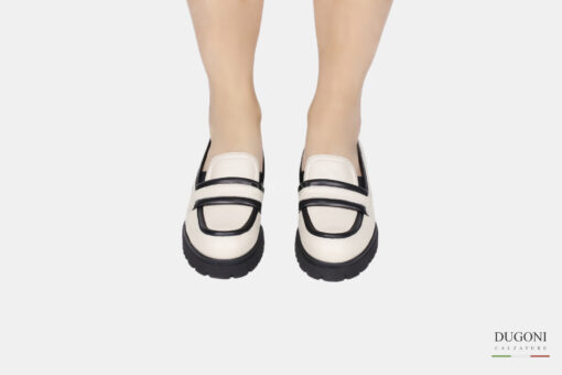 Mocassino in pelle bicolor </br> D1557 Outlet