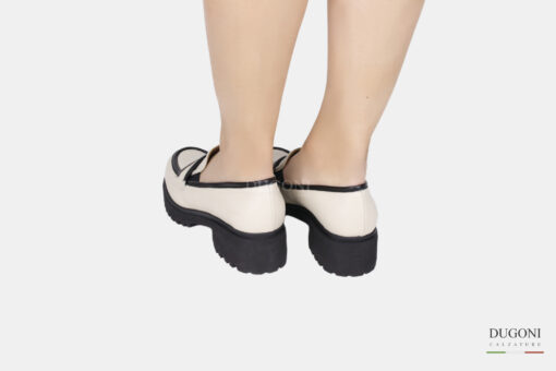 Mocassino in pelle bicolor </br> D1557 Outlet