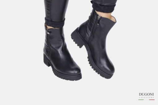 Stivaletto in pelle con doppia cerniera </br> D1694 Scarpe donna