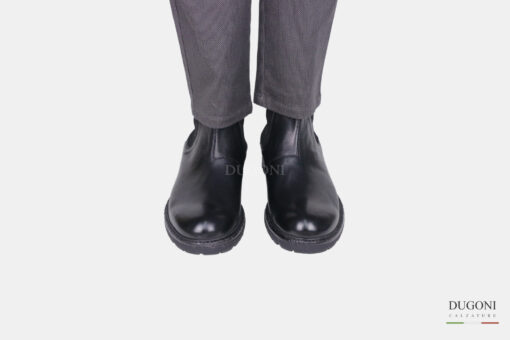 Stivaletto  in pelle nera  con elastici _JP DAVID   <br> U365 Calzature uomo