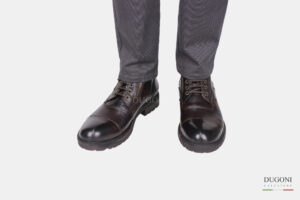 Stivaletto  in pelle marrone  lacci e cerniere _JP DAVID  <br> U401 Calzature uomo