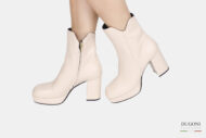 Stivaletto plateau pelle ghiaccio punta quadrata</br> D1578 Outlet