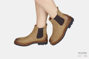Stivaletto in pelle cammello  con elastici </br> D1584 Scarpe donna