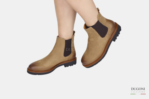 Stivaletto in pelle cammello  con elastici </br> D1584 Scarpe donna