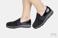 Mocassino camoscio nero con elastico </br> D1587 Mocassini