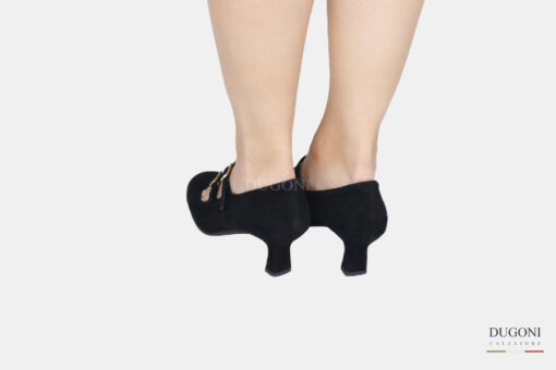 Mary Jane in camoscio nero con doppio cinturino </br> D1593 Mary Jane