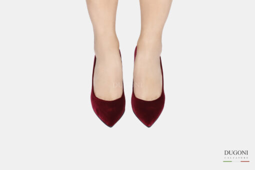 Décolleté sfilata in velluto rossa <br/>  D1595 Outlet
