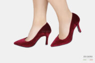 Décolleté sfilata in velluto rossa <br/>  D1595 Outlet