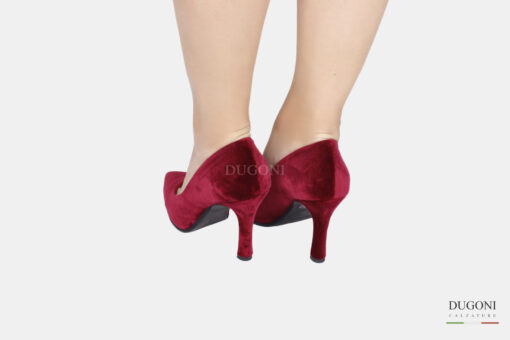 Décolleté sfilata in velluto rossa <br/>  D1595 Outlet