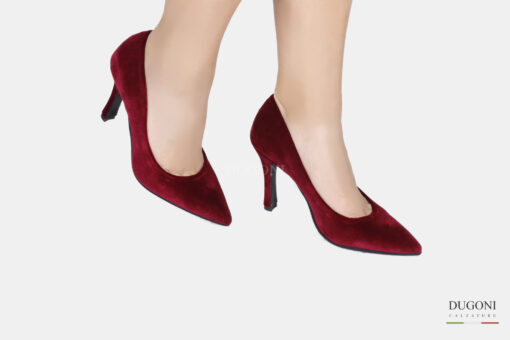 Décolleté sfilata in velluto rossa <br/>  D1595 Outlet