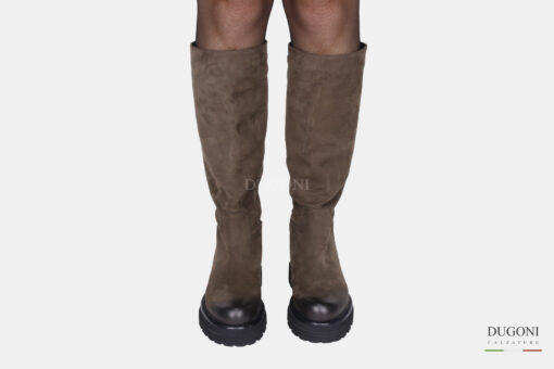 Stivale a tubo in nabuk marrone  </br> D1600 Scarpe donna