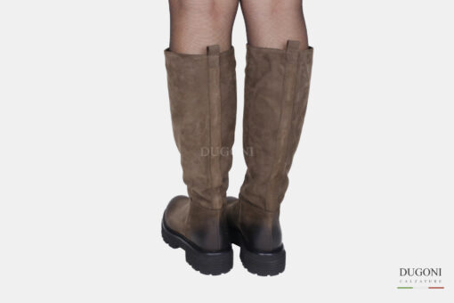 Stivale a tubo in nabuk marrone  </br> D1600 Scarpe donna