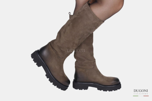 Stivale a tubo in nabuk marrone  </br> D1600 Scarpe donna