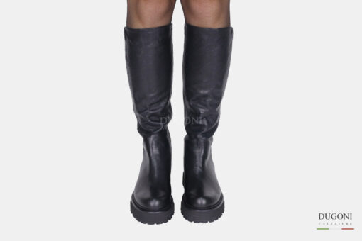 Stivale stretch nero con carrarmato </br> D1601 Scarpe donna