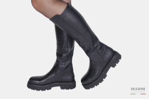 Stivale stretch nero con carrarmato </br> D1601 Scarpe donna